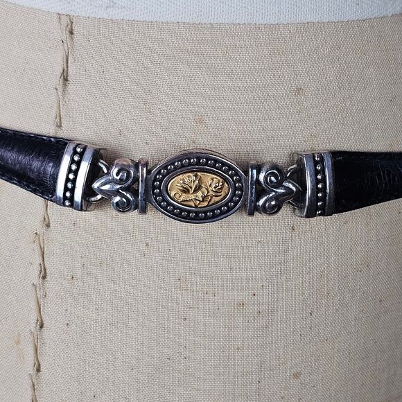 VTG 1996 Belt metal link and leather belt with dangle traditional classic M - Picture 6 of 13